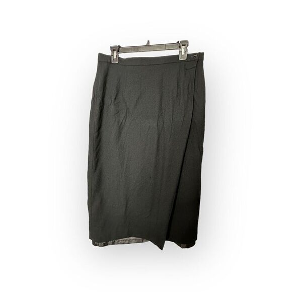 Jones New York petite 100% wool lined wrap skirt black 14p - Picture 2 of 12